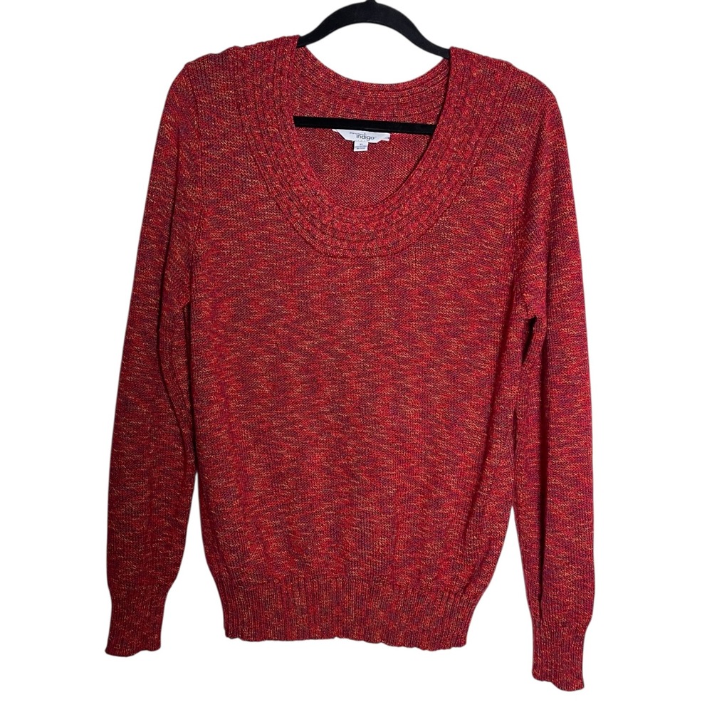 Indigo Women's‎ Red Multi Color Speckled V Neck Long Sleeve Sweater XL